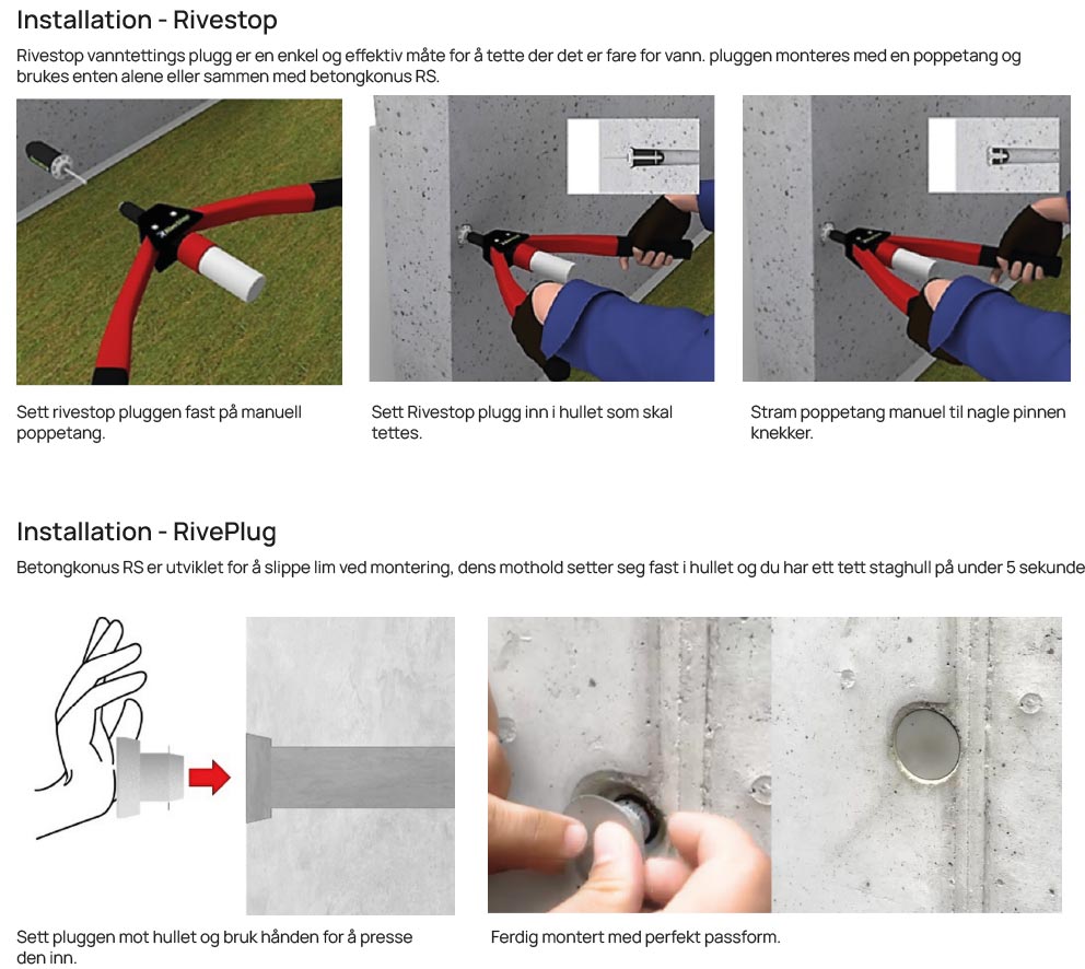 Rivestop og Riveplug